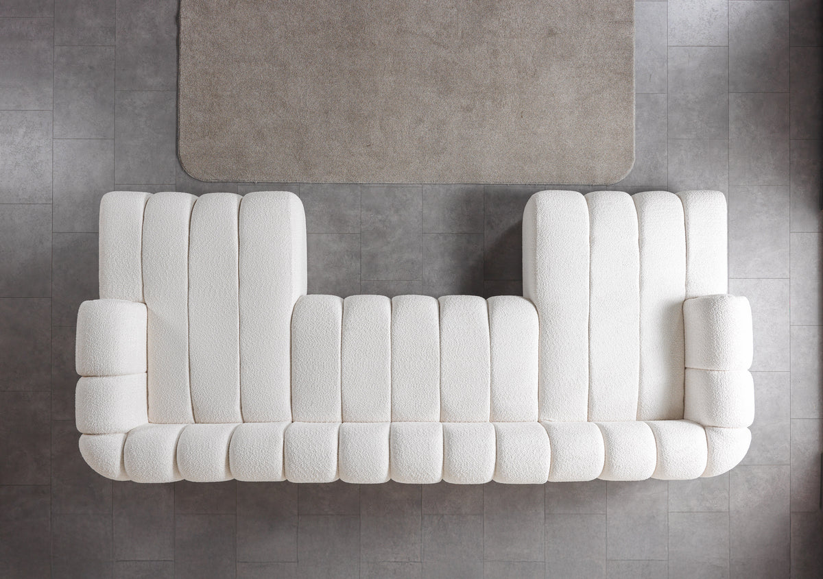 Lis Ivory Boucle Double Chaise 147" Sectional view 5