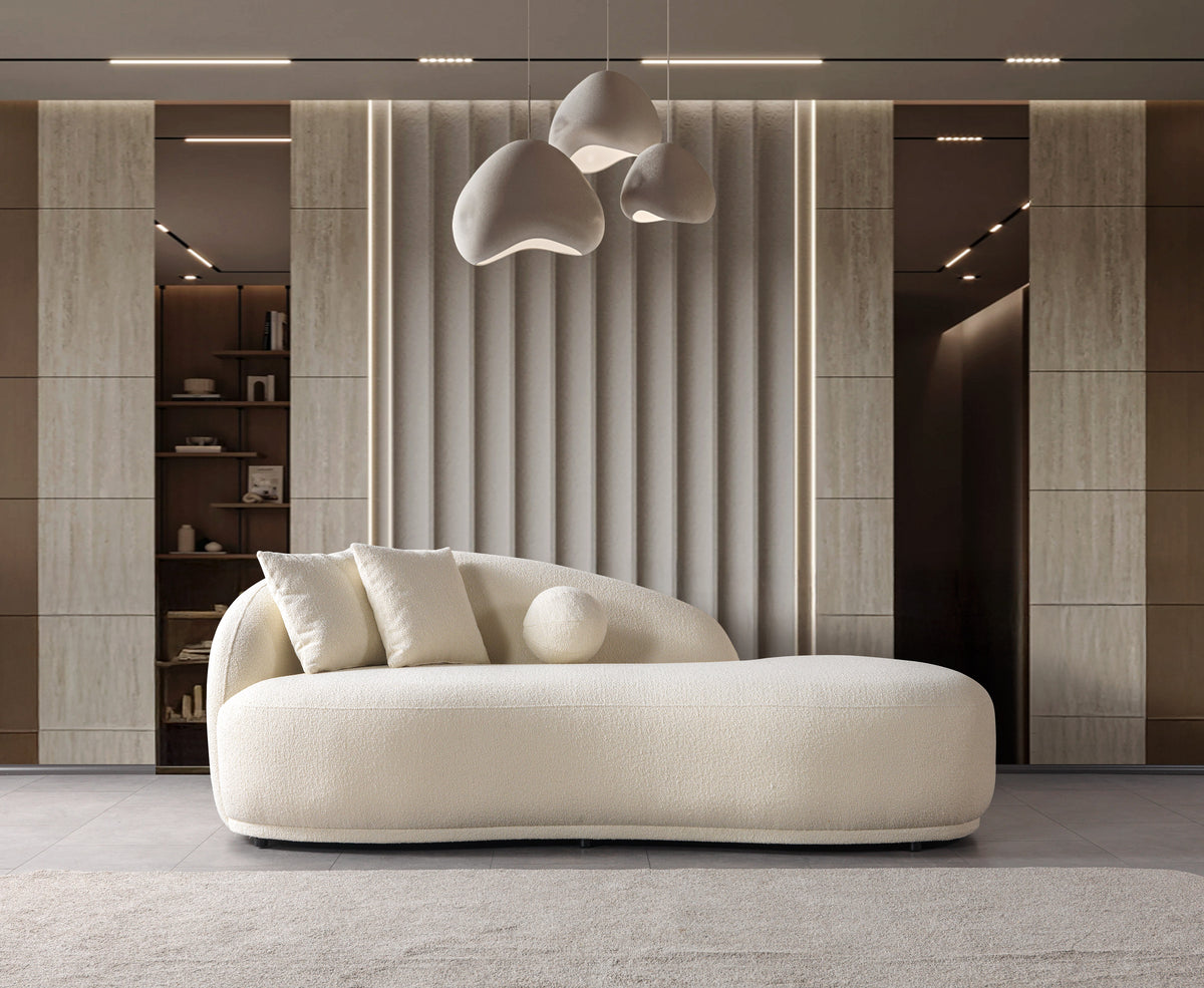 Bonita Ivory Boucle Sofa Chaise 87" from Decor Furniture