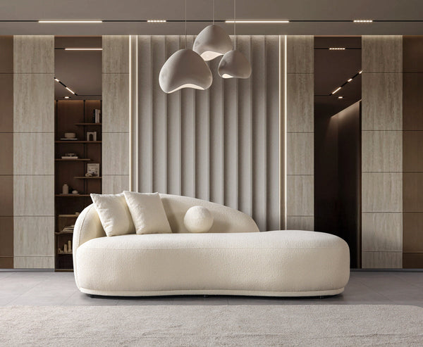 Bonita Ivory Boucle Sofa Chaise 87" from Decor Furniture