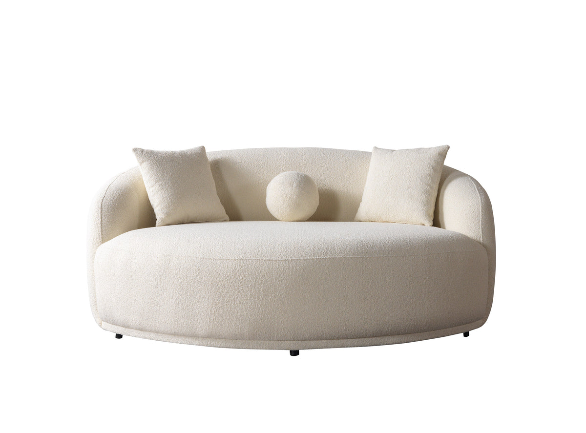 Bonita Ivory Boucle Round Sofa 71" view 12