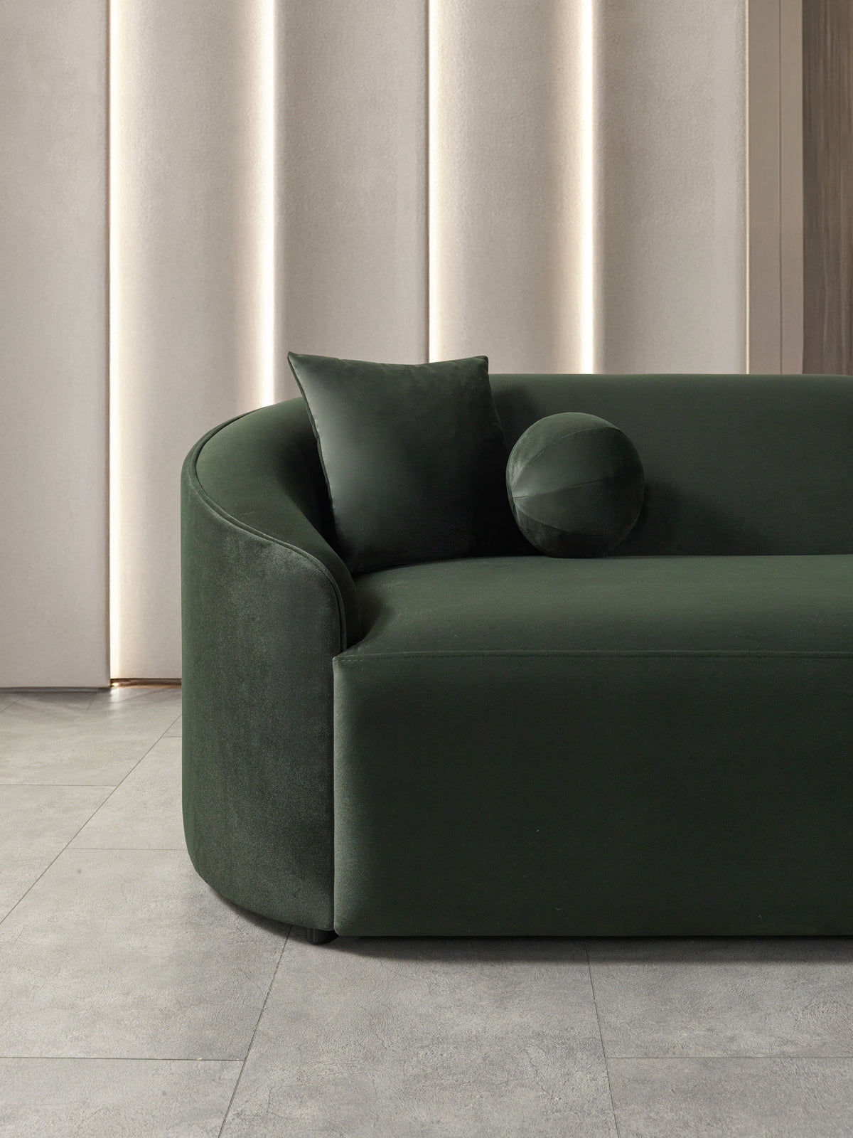 Cloe Green Velvet Curved 134" RAF Sectional view 8
