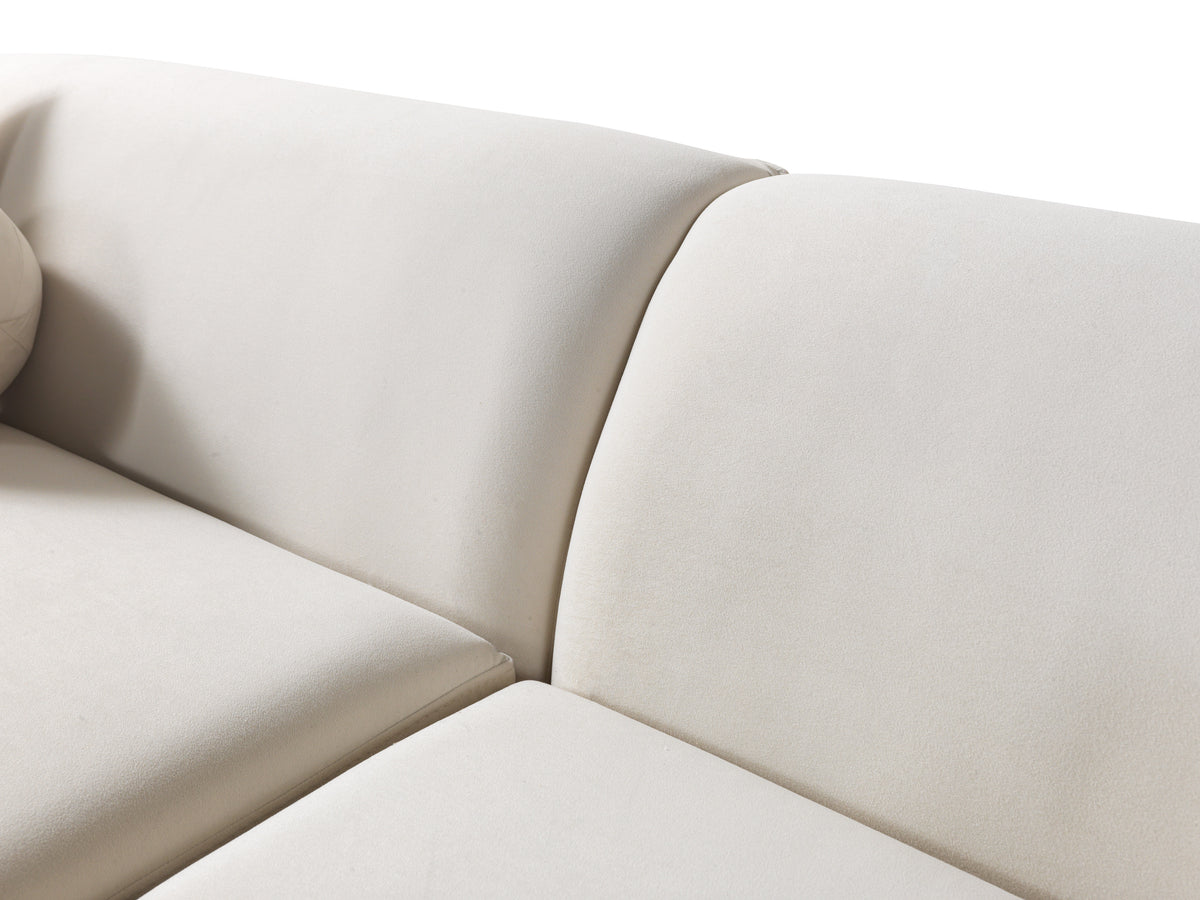 Cloe Ivory Velvet Curved 134" RAF Sectional view 9