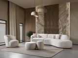 Cloe Ivory Velvet Curved 134" RAF Sectional view 3