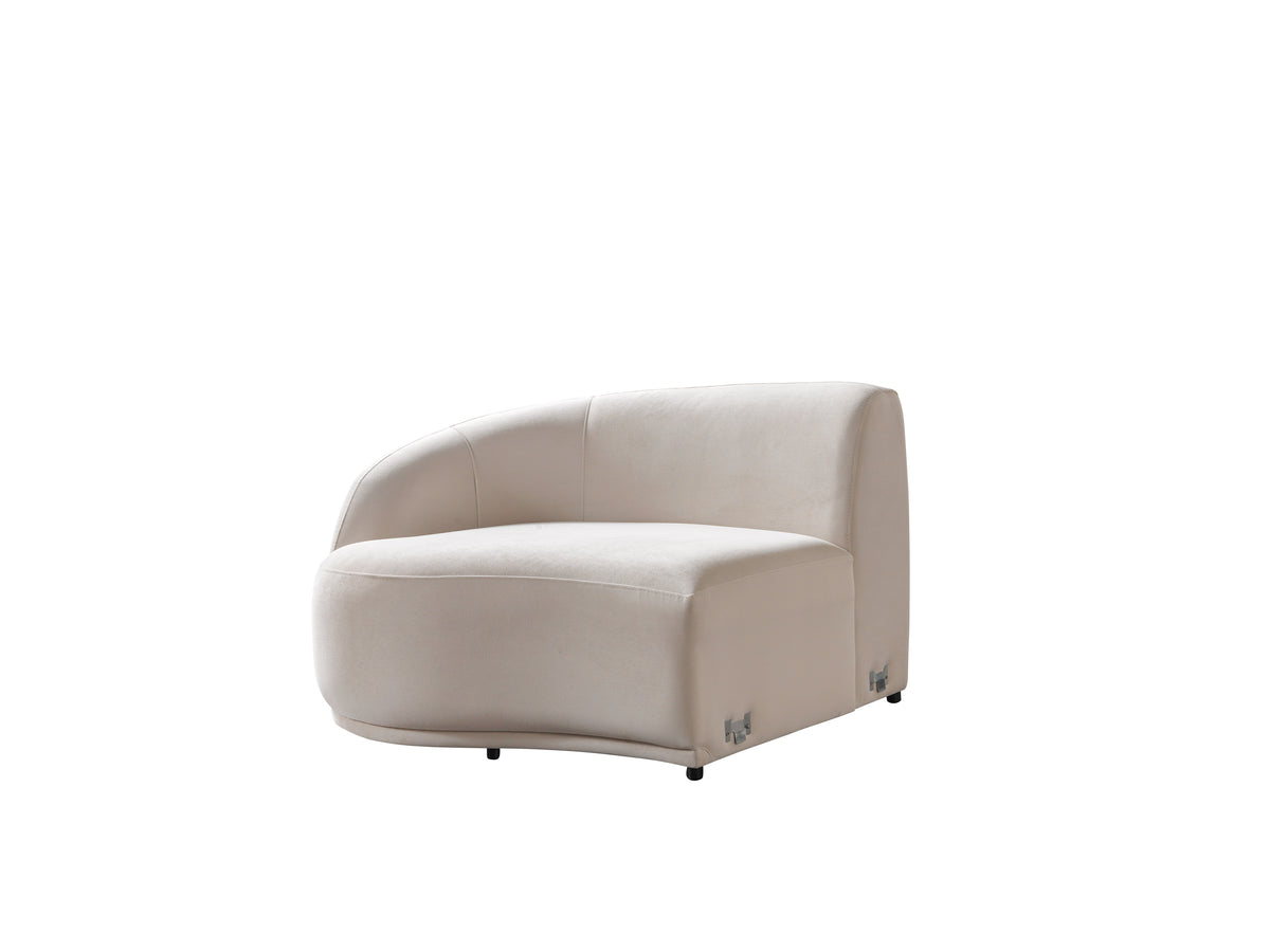 Bonita Ivory Velvet 3-Piece Curved 138" Sectional view 16