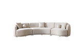 Bonita Ivory Velvet 3-Piece Curved 138" Sectional view 10