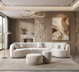 Bonita Ivory Velvet 3-Piece Curved 138" Sectional view 2