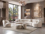 Bonita Ivory Velvet 3-Piece Curved 138" Sectional view 3