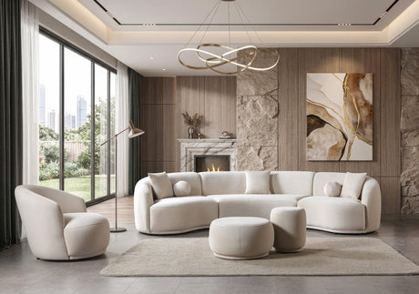 Bonita Ivory Velvet 3-Piece Curved 138" Sectional from Decor Furniture