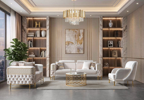 Fabiana Ivory Velvet Sofa & Loveseat from Decor Furniture
