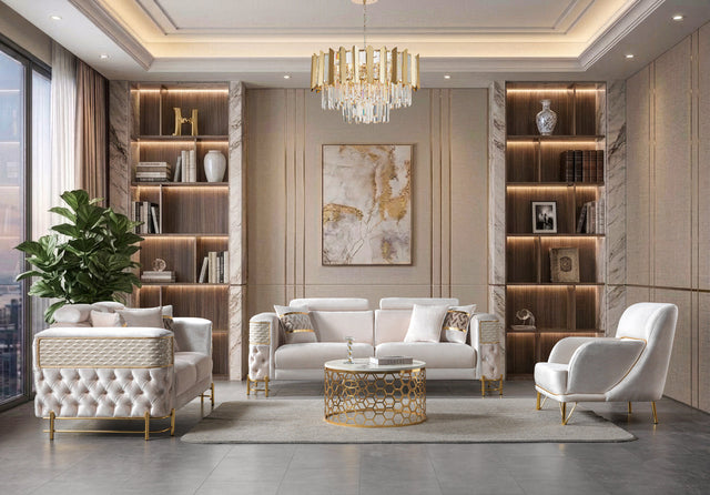 Fabiana Ivory Velvet Sofa & Loveseat from Decor Furniture