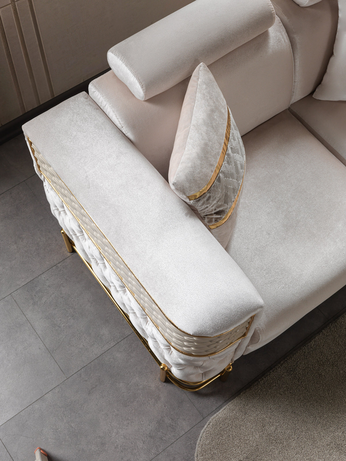 Fabiana Ivory Velvet Sofa & Loveseat view 11