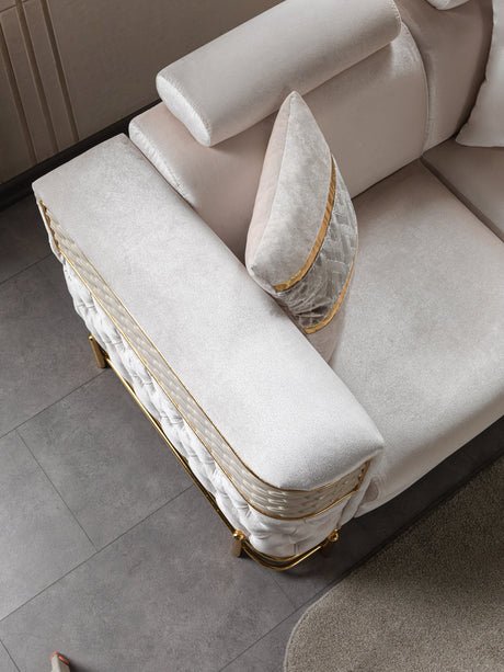 Fabiana Ivory Velvet Sofa view 8
