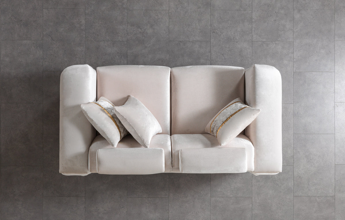 Fabiana Ivory Velvet Sofa & Loveseat view 15