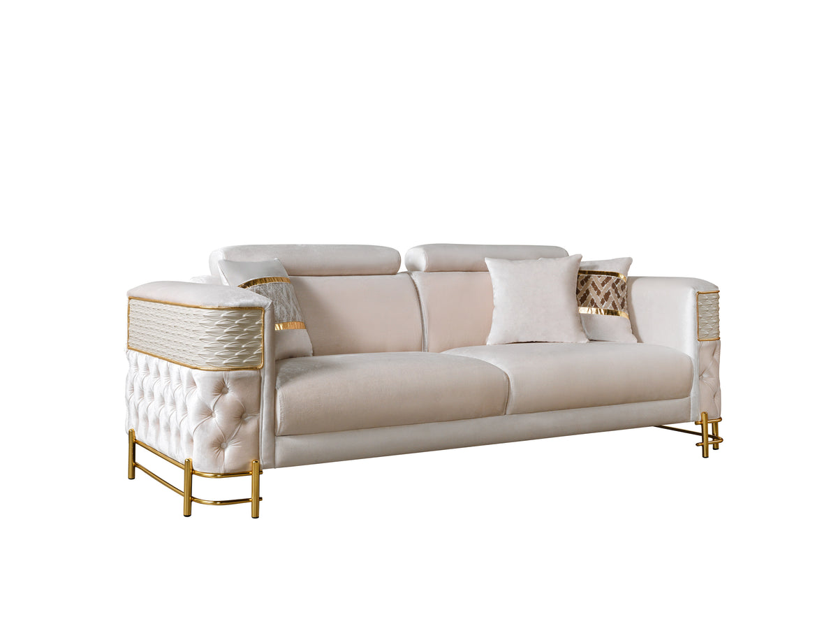 Fabiana Ivory Velvet Sofa & Loveseat view 17