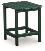 Sundown Shores Green Outdoor End Table angled side view