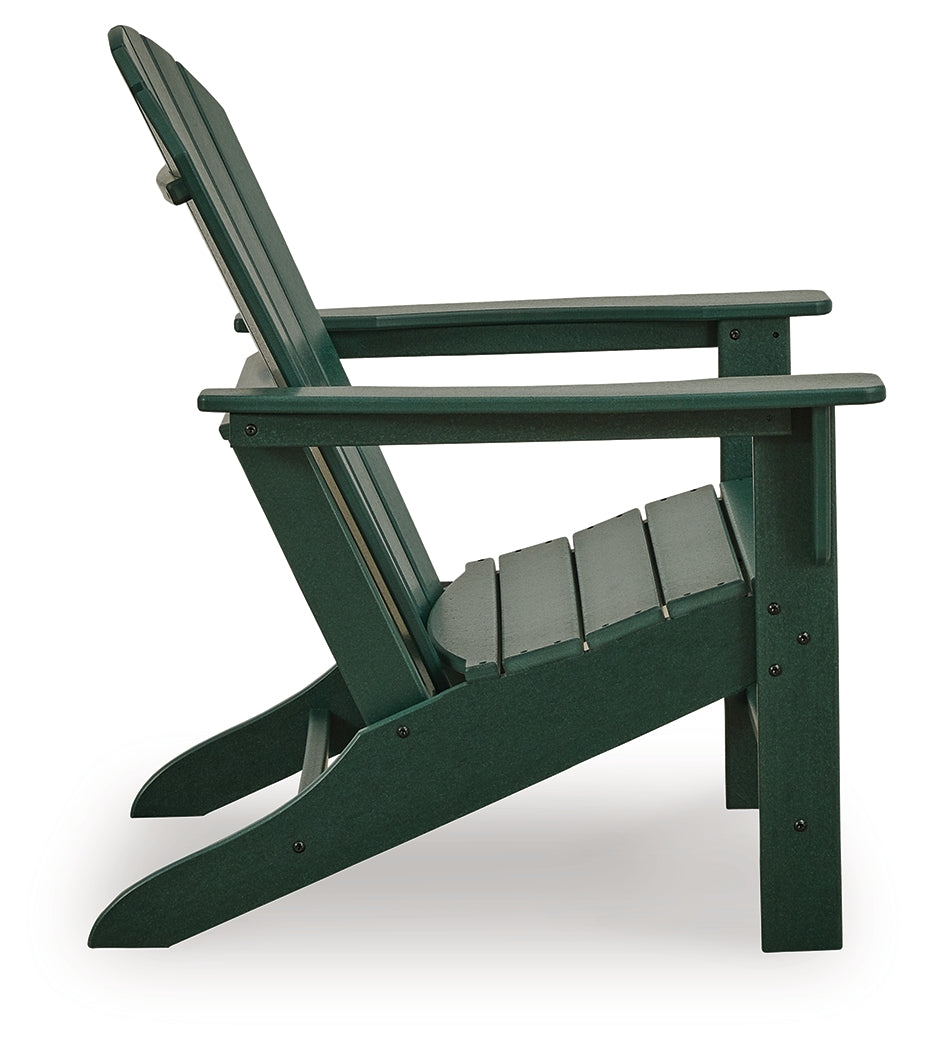Sundown Shores Green Adirondack chair side profile