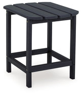 Perspective view of the black end table included in Sundown Black Treasure outdoor set