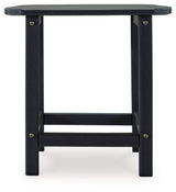 Detail of Sundown Treasure black end table slatted top