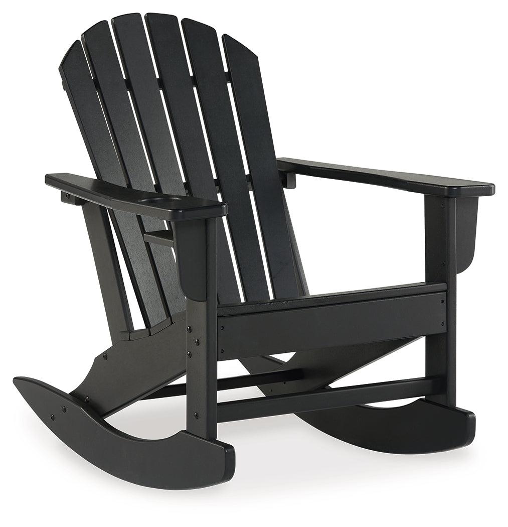 Sundown Treasure Black Outdoor Rocking Chair head-on view