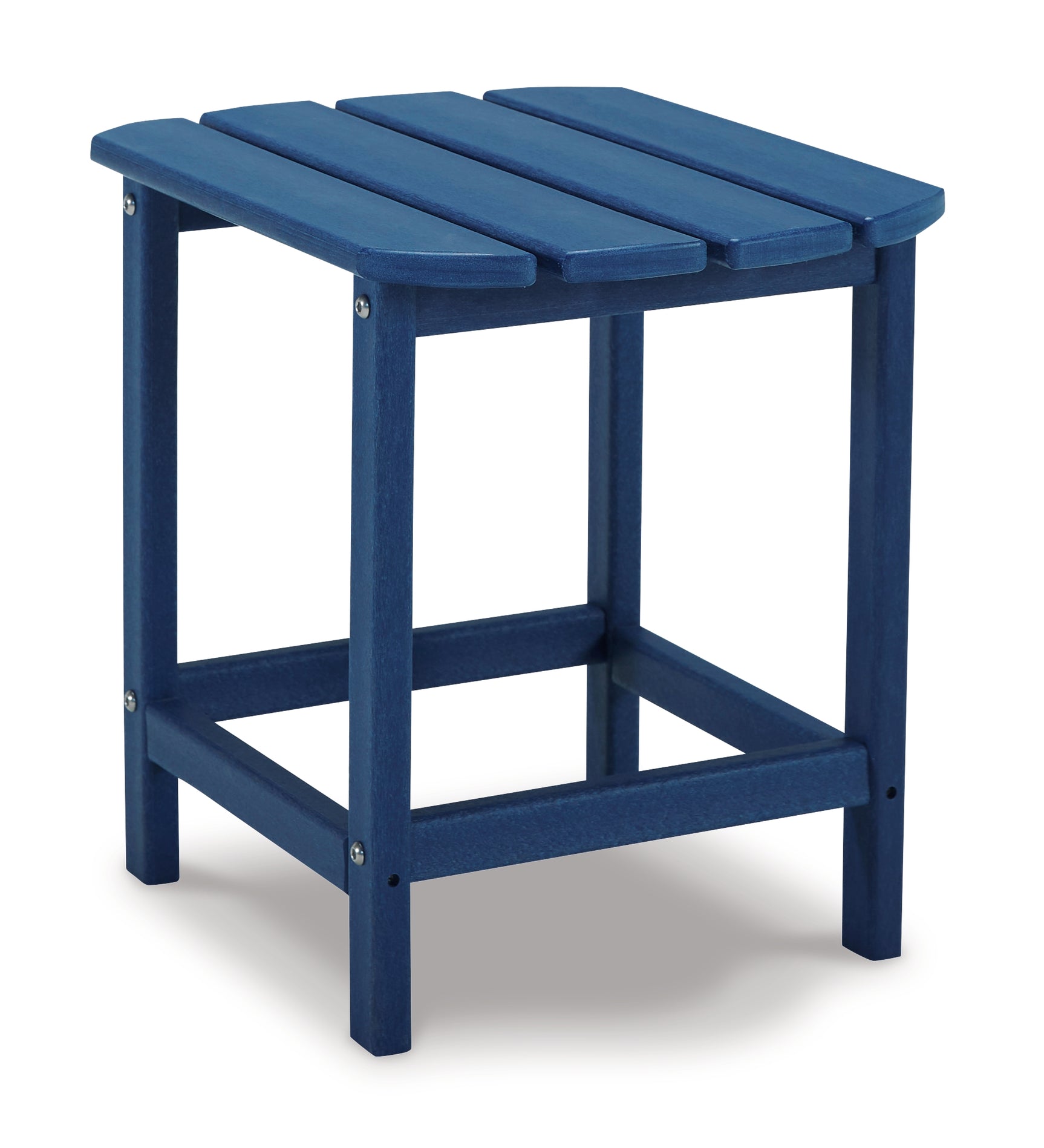 End table from Sundown Blue Treasure set shown from side angle
