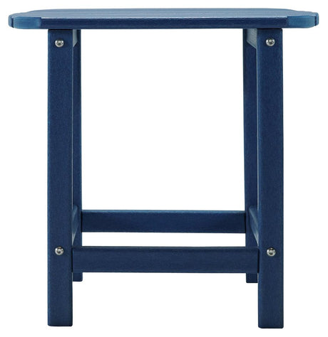 Detail of Sundown Treasure Blue End Table corner and finish