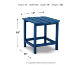 Sundown Treasure Blue End Table dimensional drawing