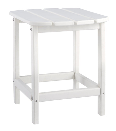 Sundown Treasure White Outdoor End Table side angle