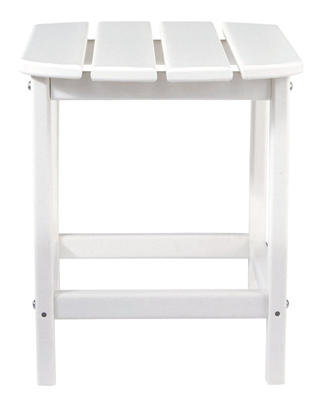 Sundown Treasure White Outdoor End Table head-on view