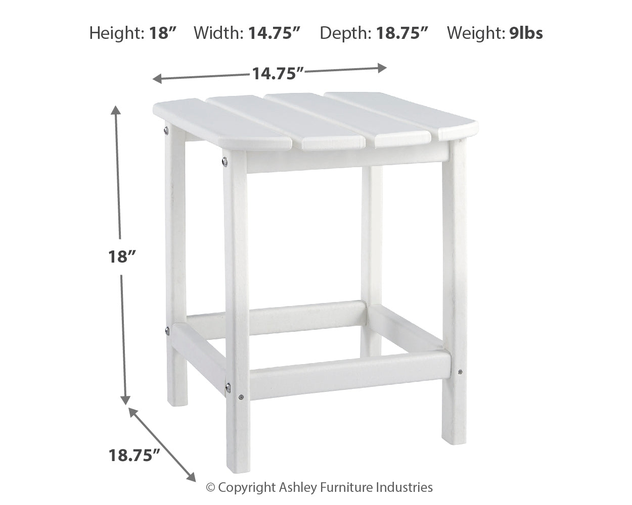Sundown white outdoor chair and end table swatch