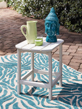 Sundown Treasure White Outdoor End Table angled close-up