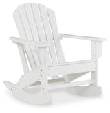 White Sundown Treasure outdoor rocking chair, side angle