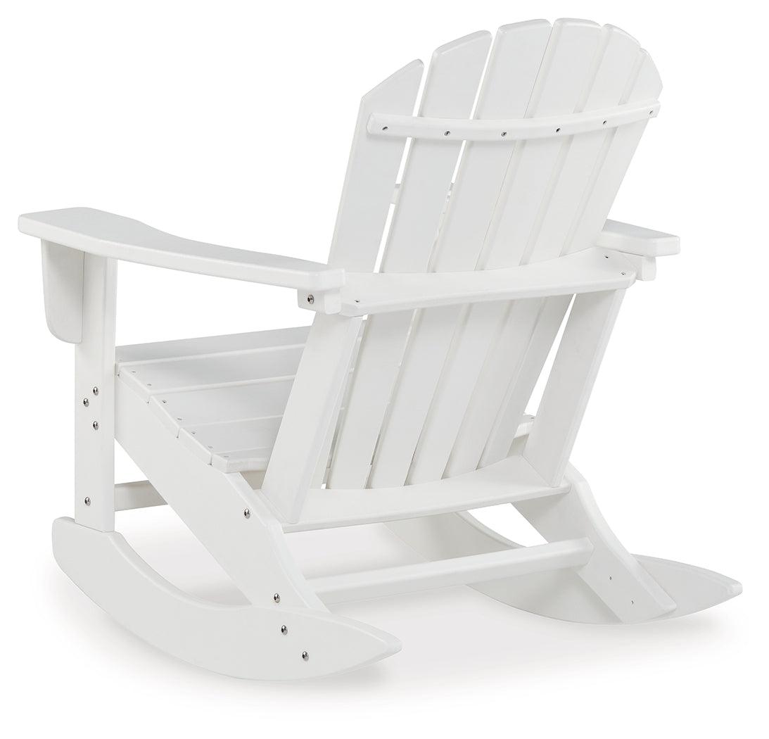 White Sundown Treasure outdoor rocking chair, rear view