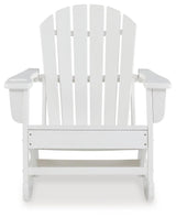 White Sundown Treasure outdoor rocking chair, head-on view