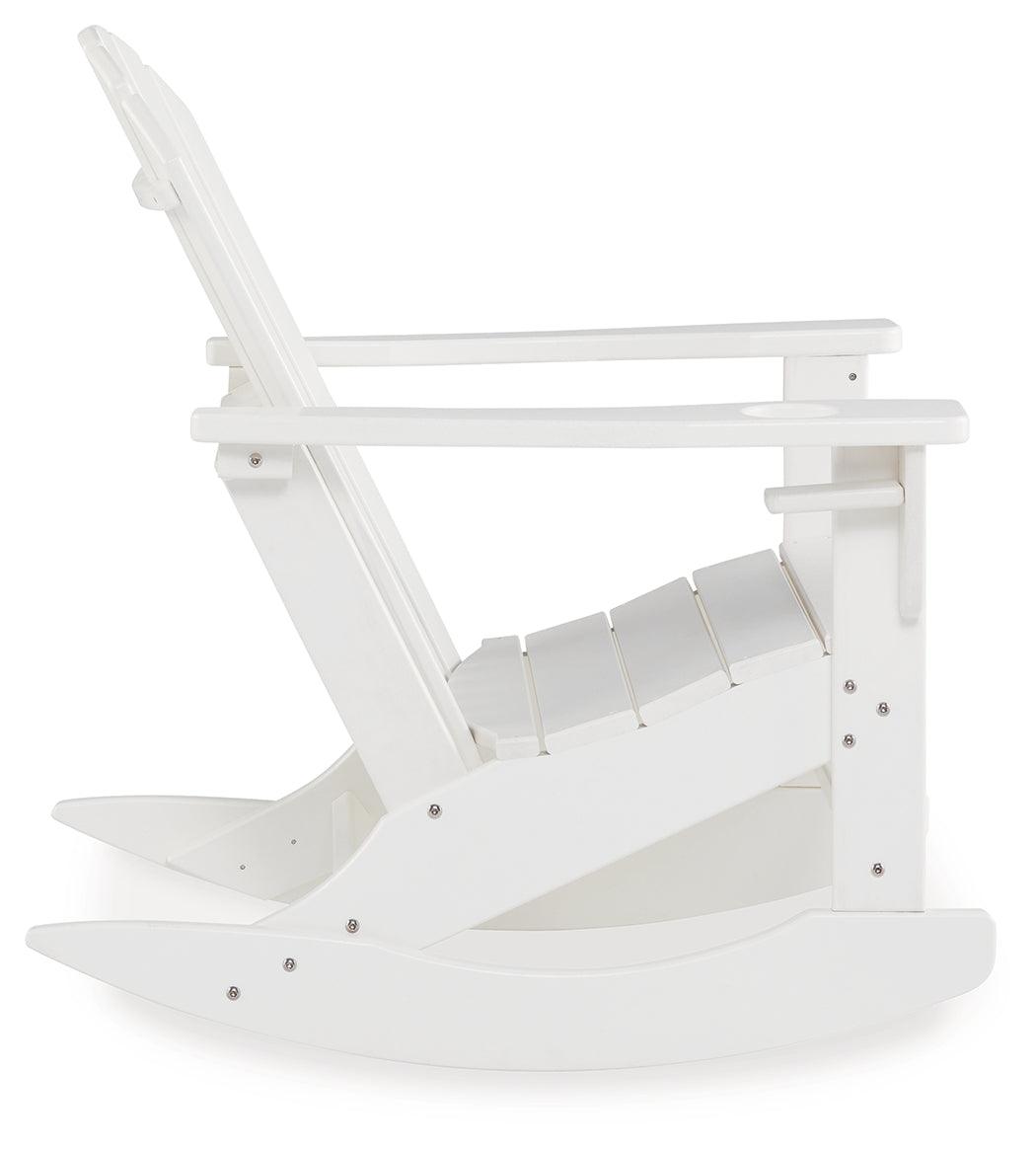 White Sundown Treasure outdoor rocking chair, side profile