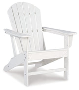 Top view of white Adirondack rocking chair slats