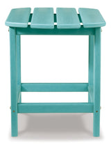 Top view of turquoise outdoor end table
