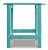 Outdoor chair with end table angled view