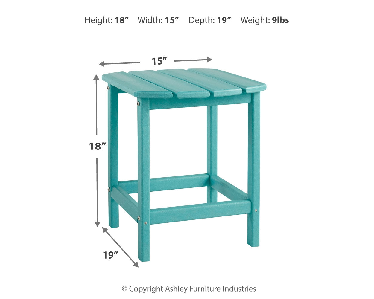 Sundown Turquoise Treasure outdoor chair and end table set, front angle