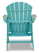 Sundown Turquoise Treasure outdoor chair and end table set, front angle