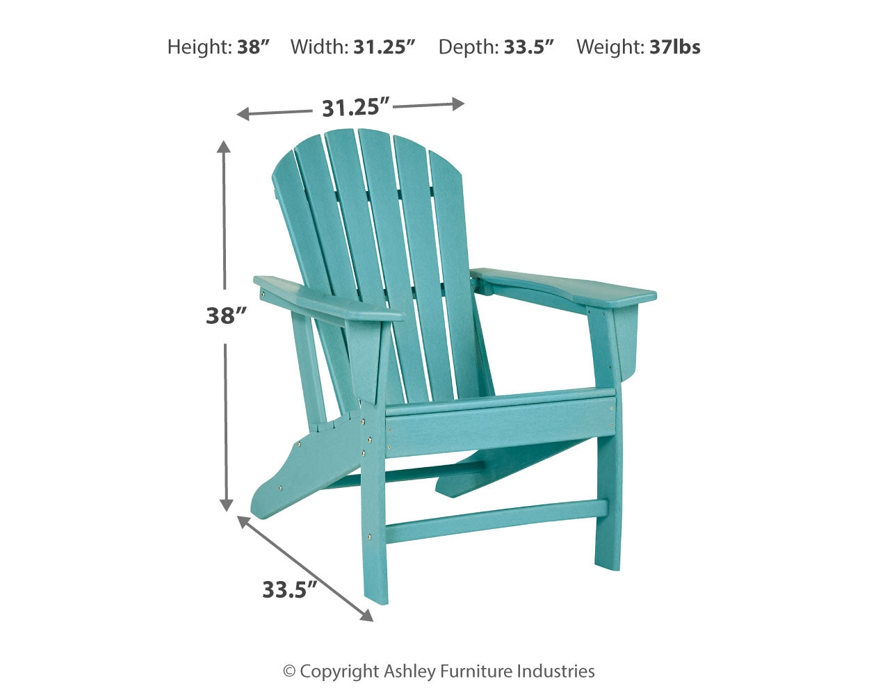 Top view of turquoise end table with slatted pattern
