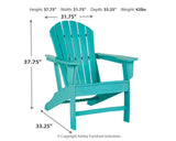 Dimensional diagram of Sundown Treasure Adirondack Chair