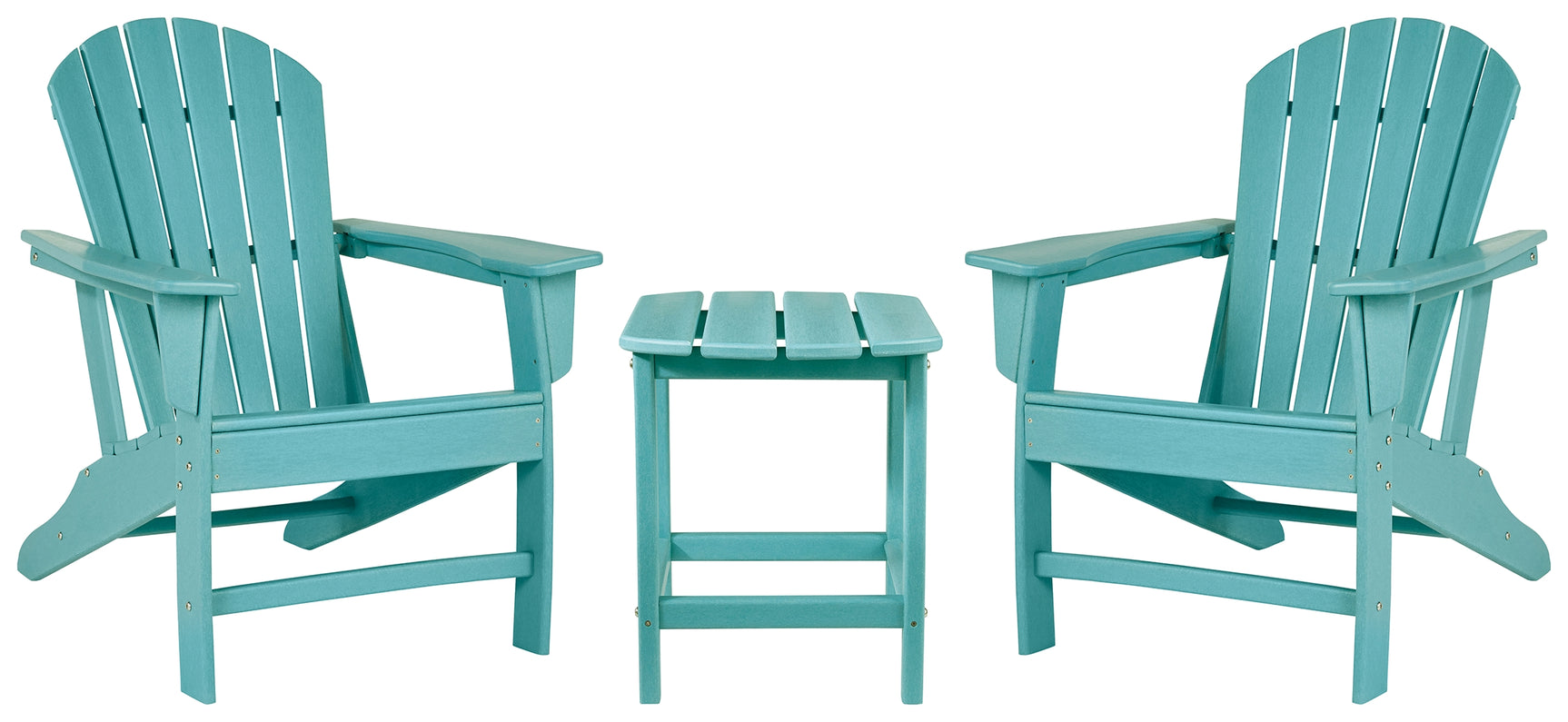 Side angle of turquoise outdoor chair from Sundown Treasure set