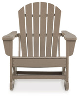 Sundown Treasure Driftwood Outdoor Rocking Chair side view showing slatted design