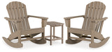 Sundown Driftwood Adirondack outdoor rocking chair and end table set