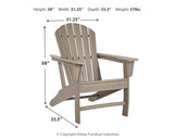 Measurement diagram for Adirondack rocking chair and end table