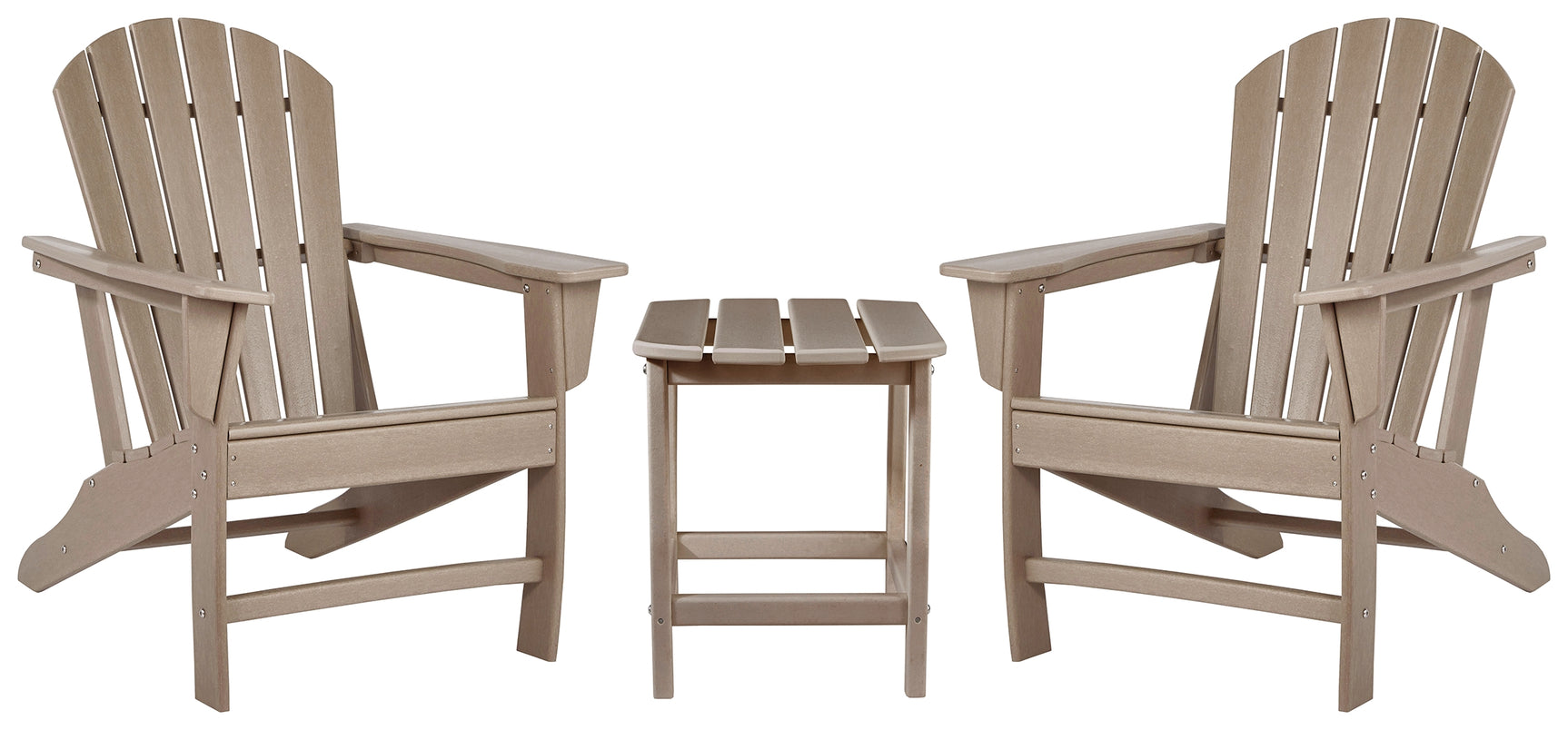 Sundown Driftwood Adirondack outdoor rocking chair and end table set