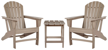 Sundown Driftwood Adirondack outdoor rocking chair and end table set