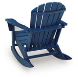 Sundown Shores Blue Outdoor Rocking Chair back view