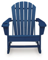 Sundown Shores Blue Outdoor Rocking Chair head on view