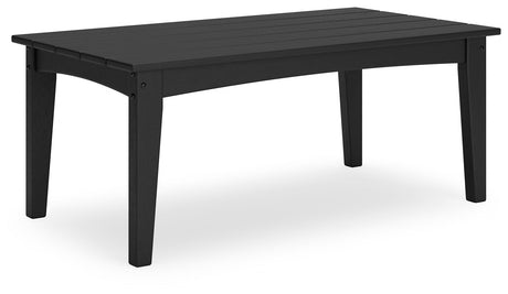 Hyland Wave Black Outdoor Coffee Table, side angle